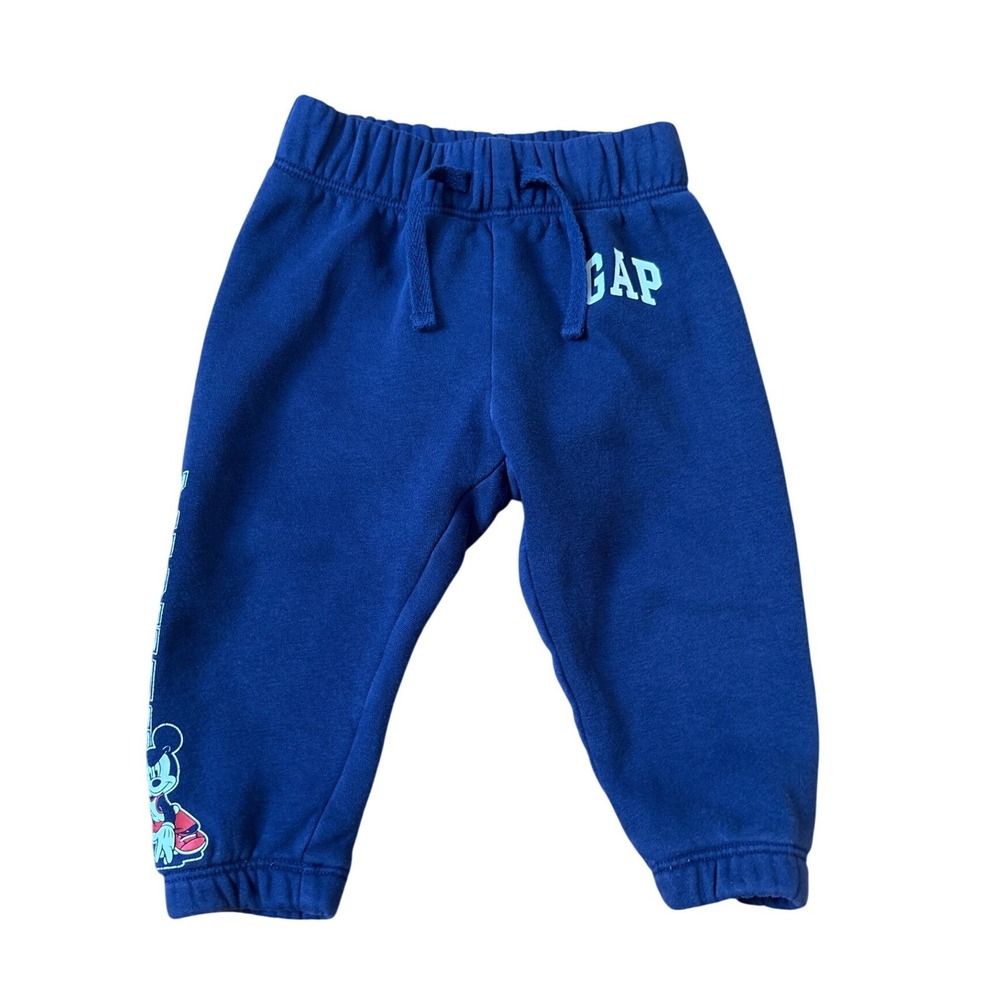 Gap Disney‎ Sweatpants Kids Blue Mickey Mouse Basketball Joggers SIZE 12-18m